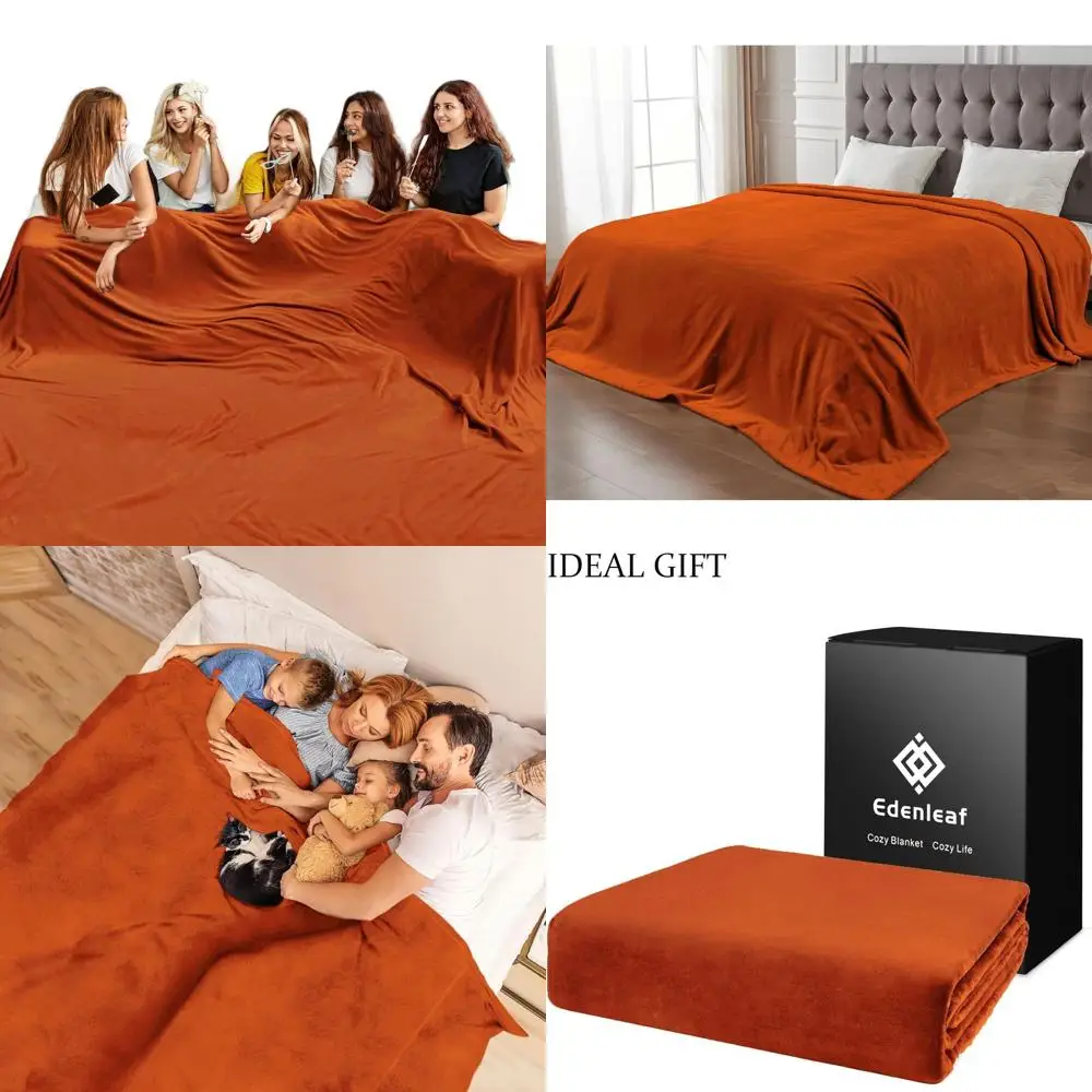 

Теплое одеяло Jumbo California King Size для семьи, кровати, дивана, путешествий и кемпинга - оранжевое 120x120