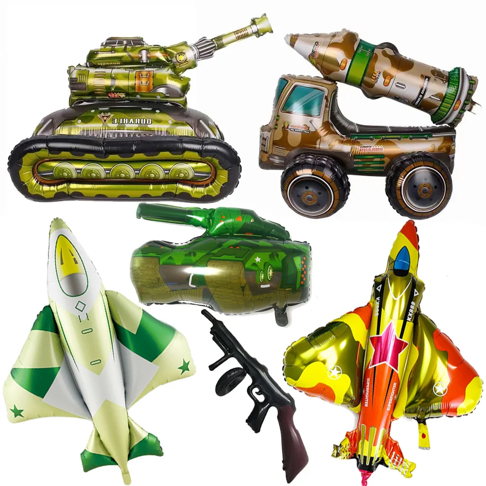 Camo Latex Balloons Military Themed Fighter Tank Police Helium Balloon Party Supplies Boys Birthday Decorations