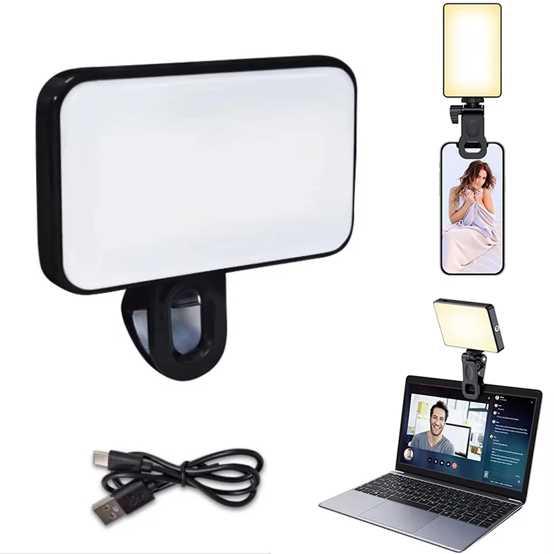 LED Selfie Light Phone Fill Light 3 Modes Adjustable Rechargeable Portable Video Light For Youtube Vlog Video Conference Selfie
