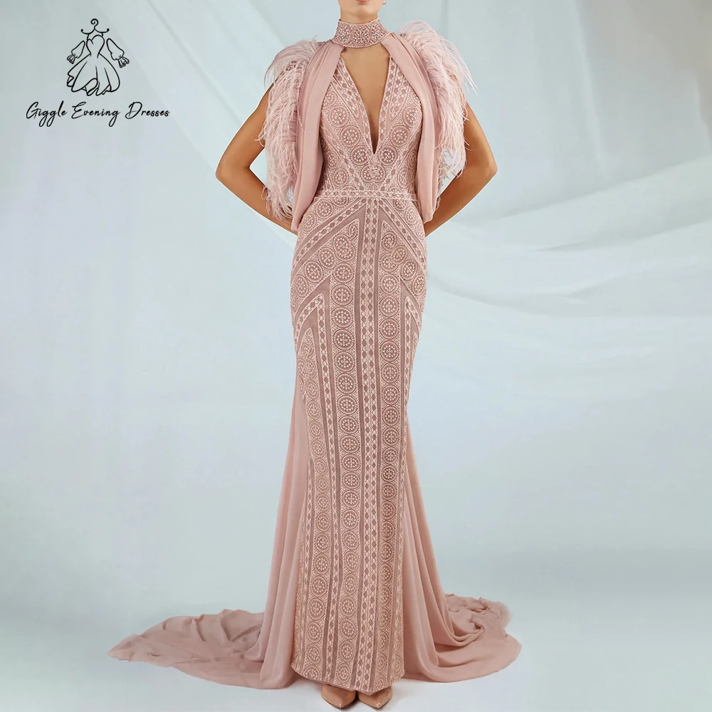 فستان سهرة أنيق بحورية البحر من الدانتيل من Giggle فستان حفلات فاخر مطرز بالخرز رداء de Soiree فساتين زفاف الضيوف حسب الطلب