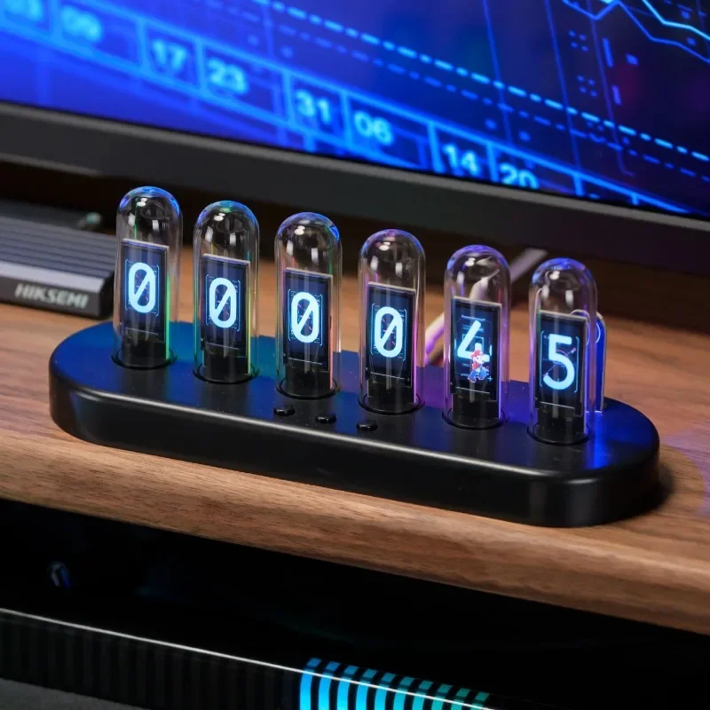 Nixie Tube Table Clock LED Digital Desk Watch Aesthetic Luxury Pipe Tabletop Clocks Modern Silent Living Room Desktop Watches