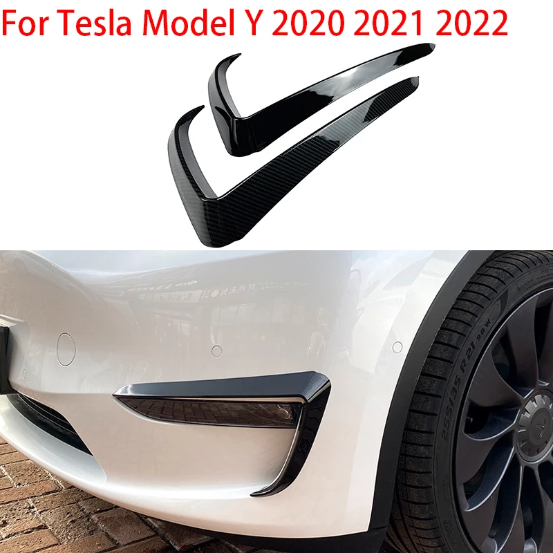 For 2017-2023 Tesla Model Y Model 3 ABS Black/Carbon Fiber Front Bumper Wind Knife Cover Trim