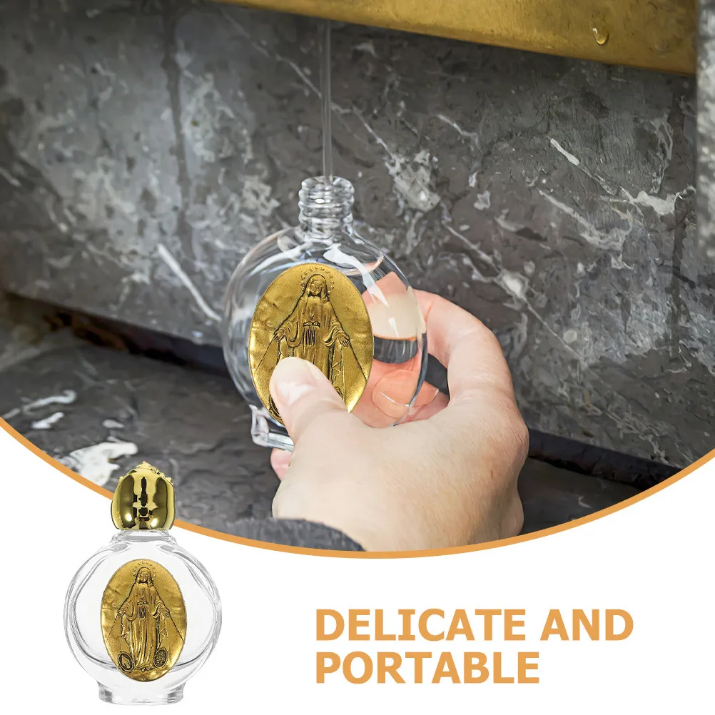 2Pcs Glass Catholic Holy Water Bottle Set Small Empty Bottles for Perfume Holy Water Storage Travel