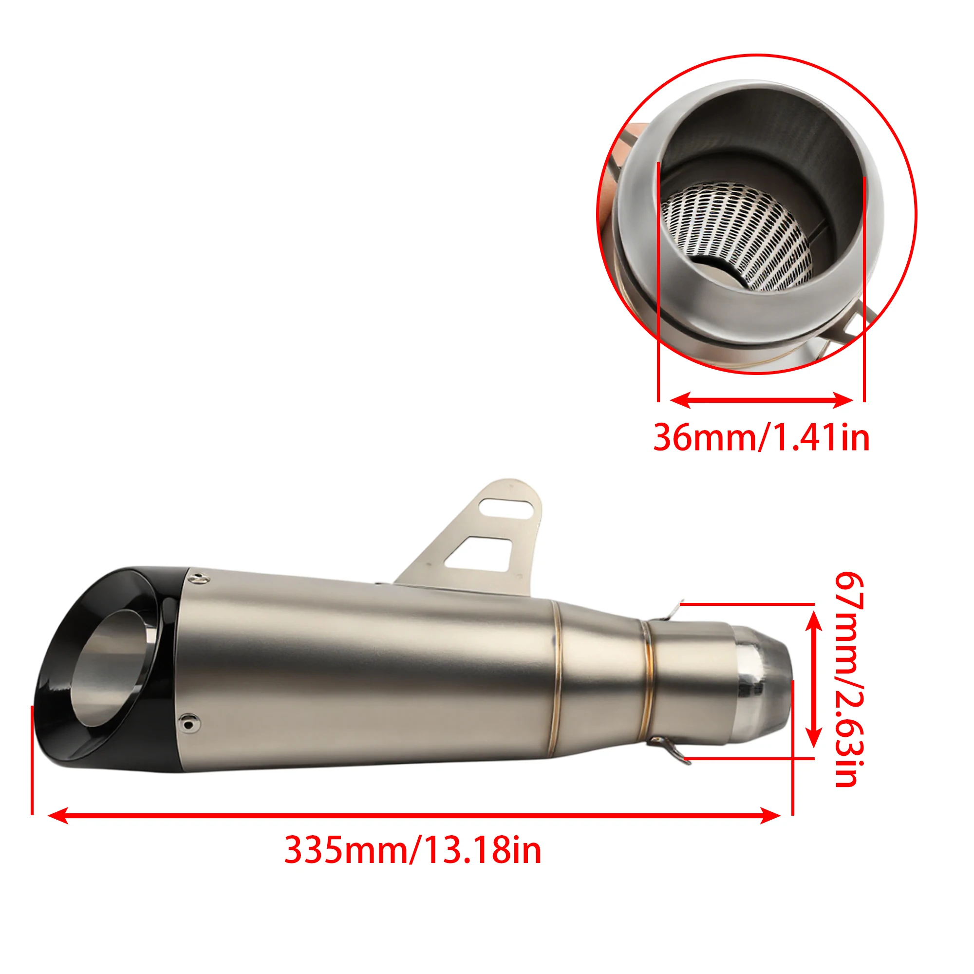 Motorcycle 51mm Exhaust Muffler with DB Killer For Honda YZF R6 R3 R25 MT07 MT09 MT03 PitDirt Bike Universal Modified Accessorie
