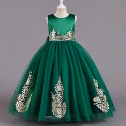 Baby Child Party Christmas Prom Ceremonial Festive Luxury Evening Dress Princess 8 To 12 Years Old Girls Kids Green Long Frocks