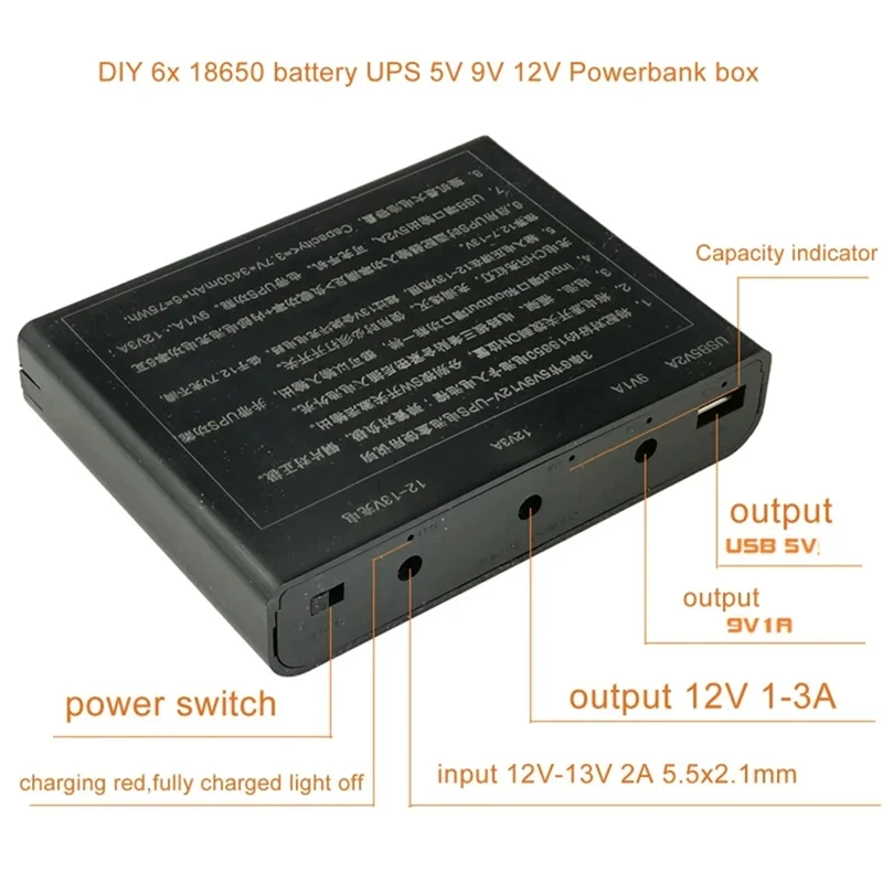 ABRM-USB 5 فولت 9 فولت 12 فولت الناتج لتقوم بها بنفسك 18650 بطارية UPS صندوق إمداد الطاقة ل DVR راوتر لاسلكي مودم الهاتف المحمول LED