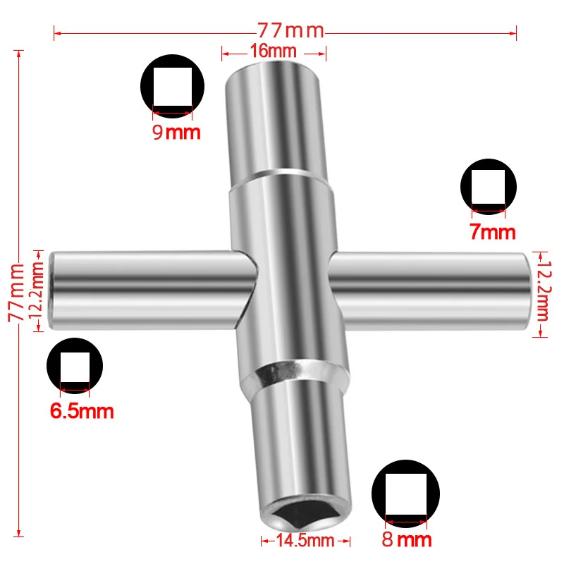 MINI 4 IN 1 Universal Faucet Wrench Square Key Plumber Bathroom Wrench for Gas Electric Meter Cabinets Bleed Radiators 6/7/8/9mm