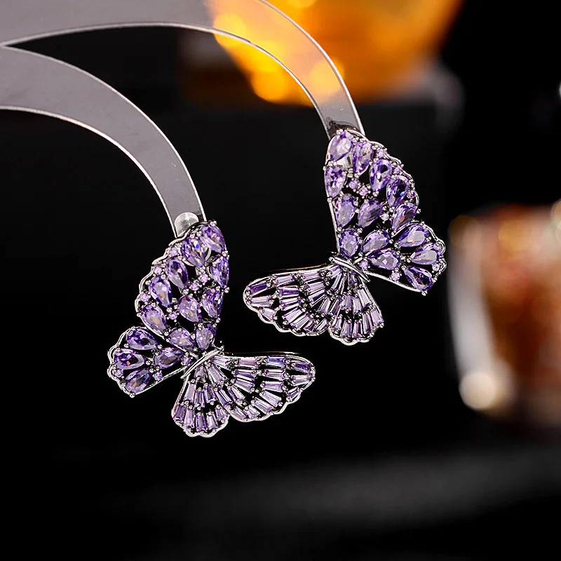 

S925 Silver Needle Superb Immortal Style Earrings With Zircon Inlaid Earrings Breaking Cocoon Into Butterfly Earrings