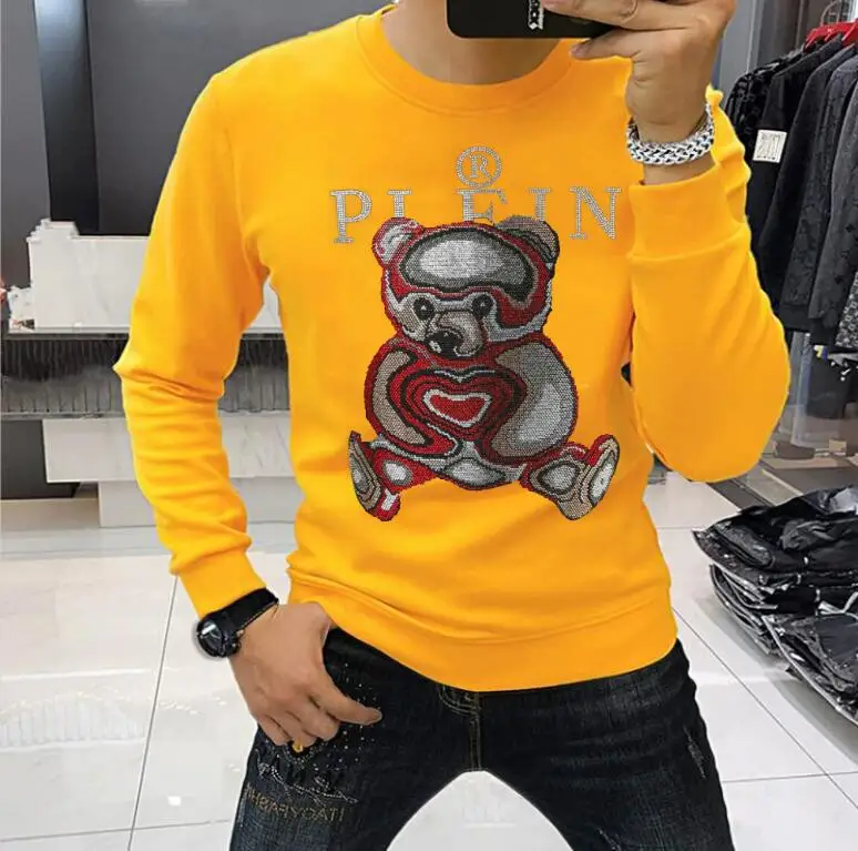 Hoodie Rhinestones Mens Clothing Sportswear Trend Spring Oversized Sweatshirt  Wear Casual Tops