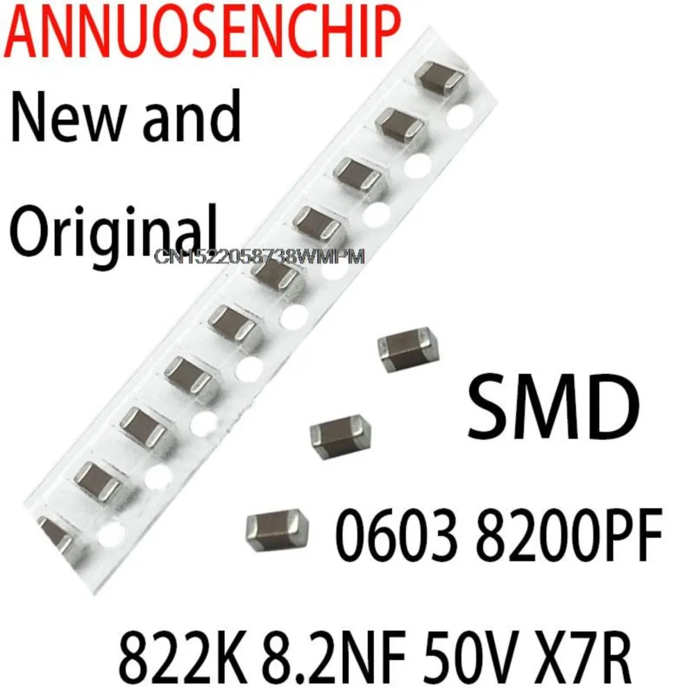 500PCS New and Original  10%   chip SMD Ceramic capacitor 0603 8200PF 822K 8.2NF 50V X7R