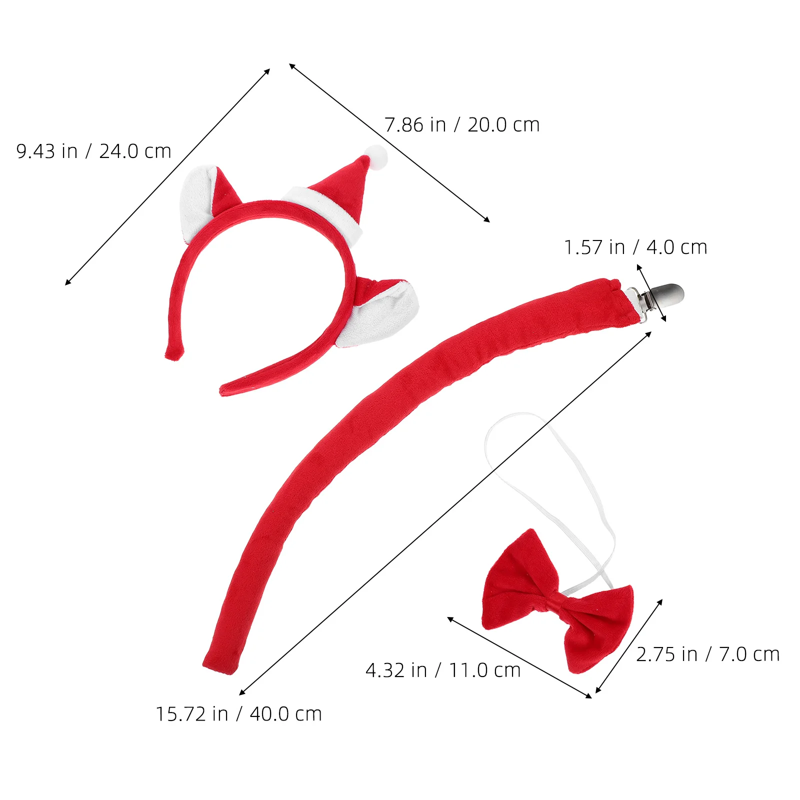 1 مجموعة عيد الميلاد آذان القط عقال سانتا قبعة ربطة القوس فيونكة الذيل مجموعة لعوب تصميم عطلة الأطراف تأثيري احتفالي ديكور الاطفال الكبار
