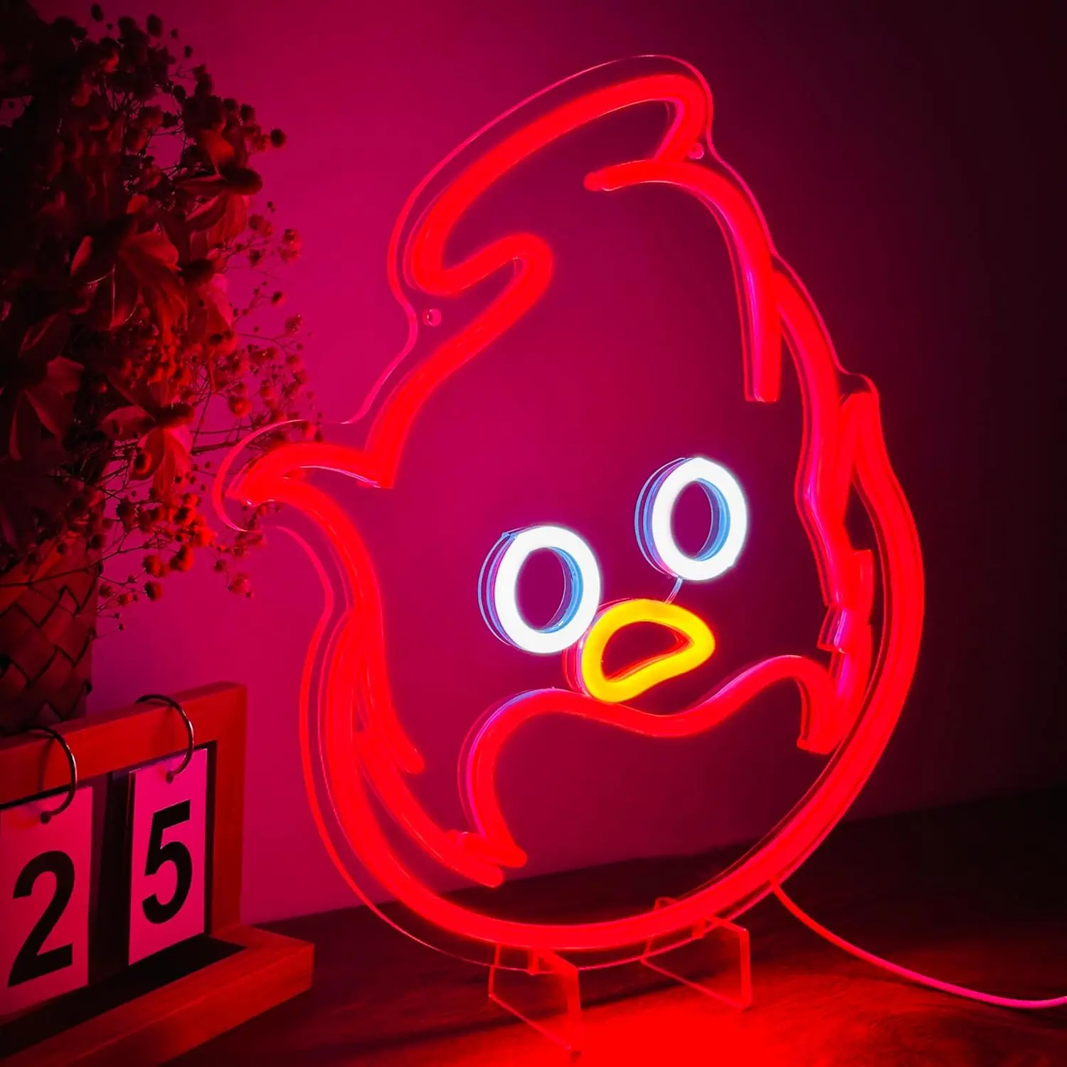 Devil Duck Neon Light Dimmable LED Wall Decor Cute Angry Face Sign USB Powered Helloween Party Bar Kawaii Room Aesthetic Gift