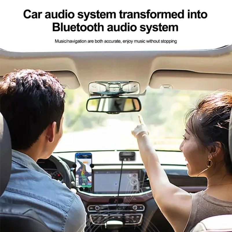 Bluetooth 6.0 ワイヤレスオーディオレシーバー SBC AAC Hi-Fi 3.5mm AUXジャック 2RCA RCA ミュージックアダプター PC 車載キット スピーカー アンプ用 ﻿