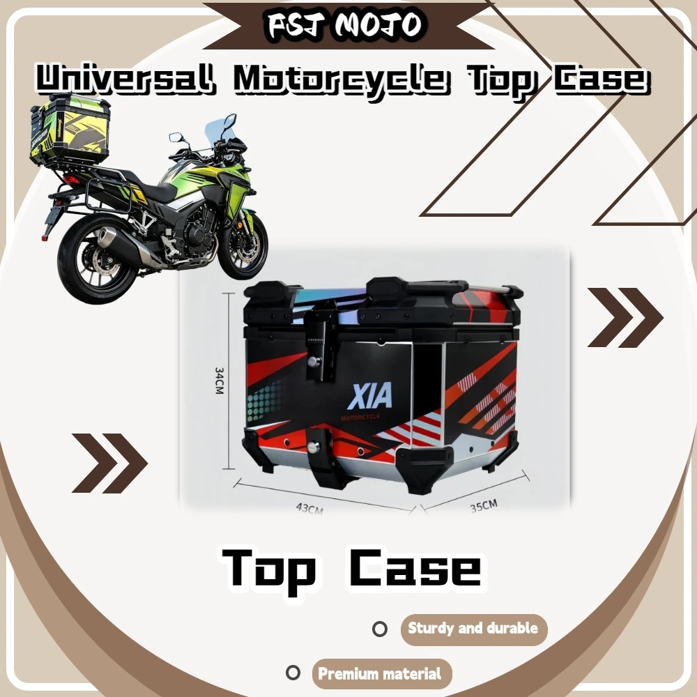 Universal 45L  Laser Reflective Aluminum Luggage Case Dual‑Lock Quick‑Release Waterproof Motorcycle Touring Mod Accessories