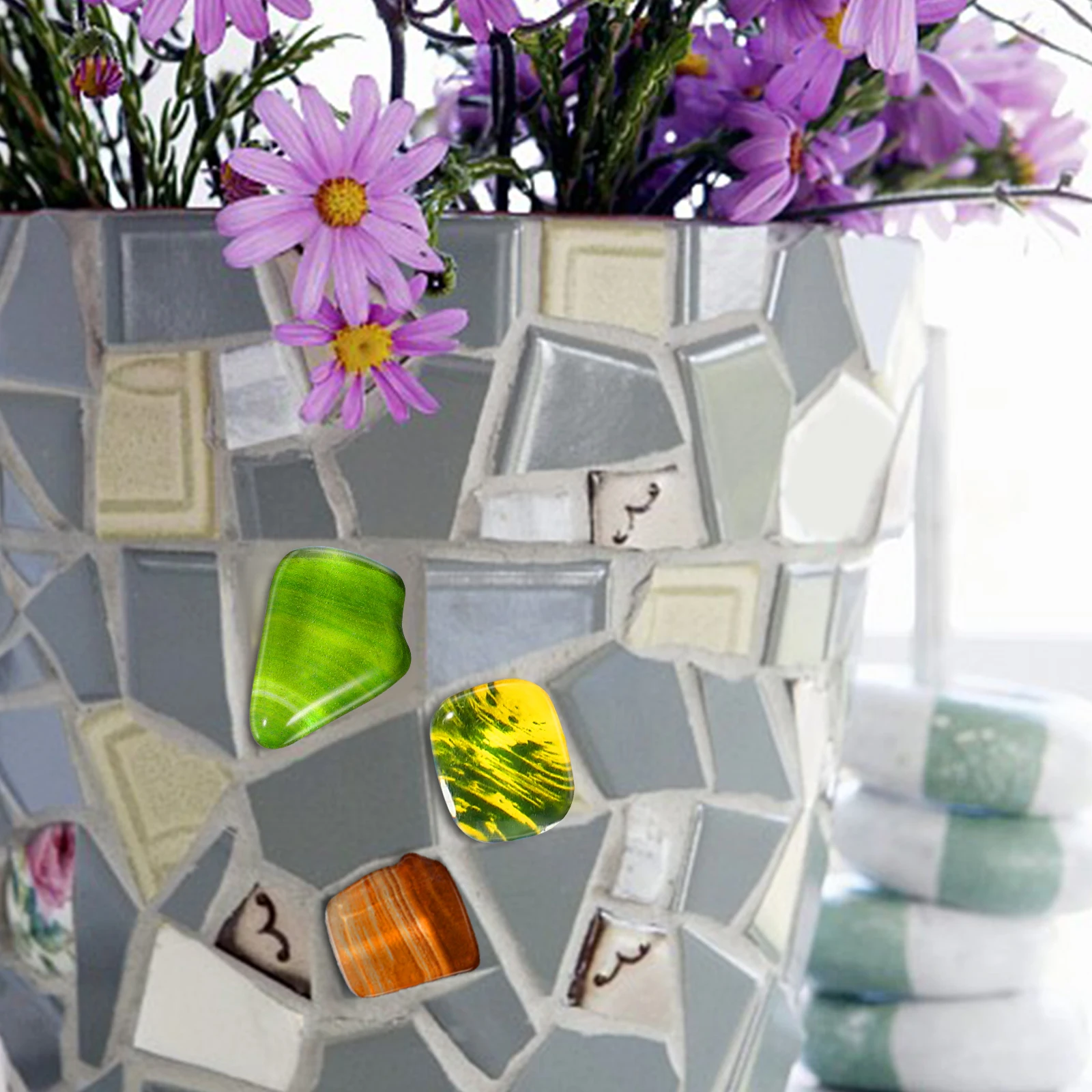 

Mosaic Tiles Decorative Glass Stained Kits For Crafts Adults Bulk Colorful Tile Storage Bucket Included Diy Picture