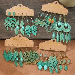 Boho Pendant/Vintage women's Round Ear Set Pendientes Earrings Unusual Women's Antique Jewelry Everyday Wear Gift
