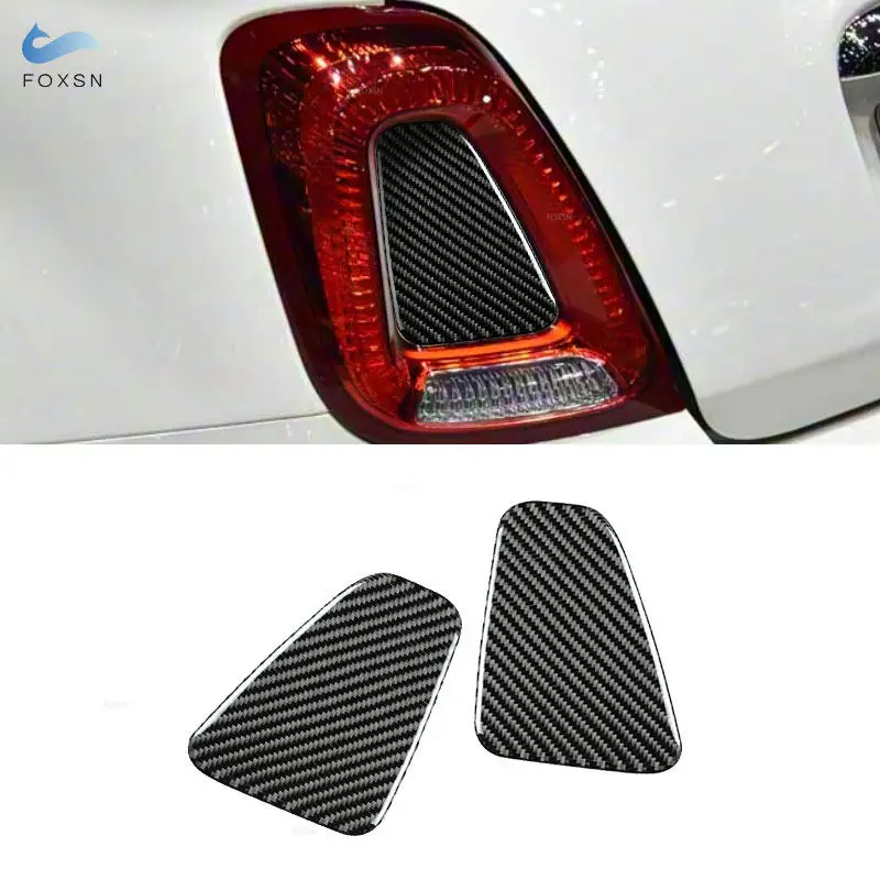 For Fiat 500 Abarth 595 695 2017 2018 2019 2020 2021 2022 2023 Soft Carbon Fiber Car-styling Rear Tail Light Cover Trim