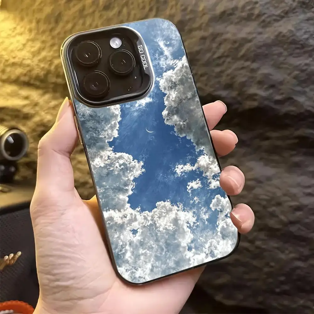 

Clouds Phone Case for iPhone 16 15 14 13 Pro 12 11 Pro Xs X XR Max 8 7 SE Laser Hard PC+TPU Cases Back Cover