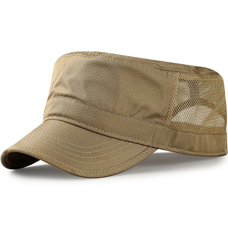 Gorras de malla transpirable para hombre y mujer, gorro de cadete, parte superior plana para cabeza grande, secado rápido, talla grande 56-59cm,