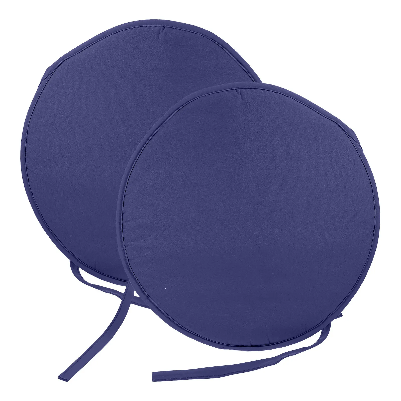 2Pcs Soft Round Chair Cushions Thick Sponge Fill Elegant Fabric Design Secure Tie Straps for Dining Chairs Stools Patio Seats