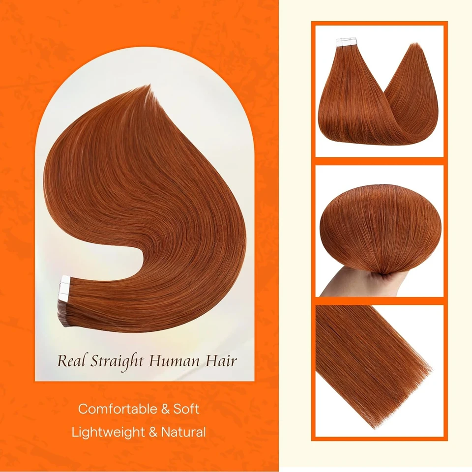 [Nuevo Color] Full Shine Extensiones de Cabello con Cinta de Cabello Humano Brasileño Remy Liso, 20 Piezas 50G para Mujeres 2