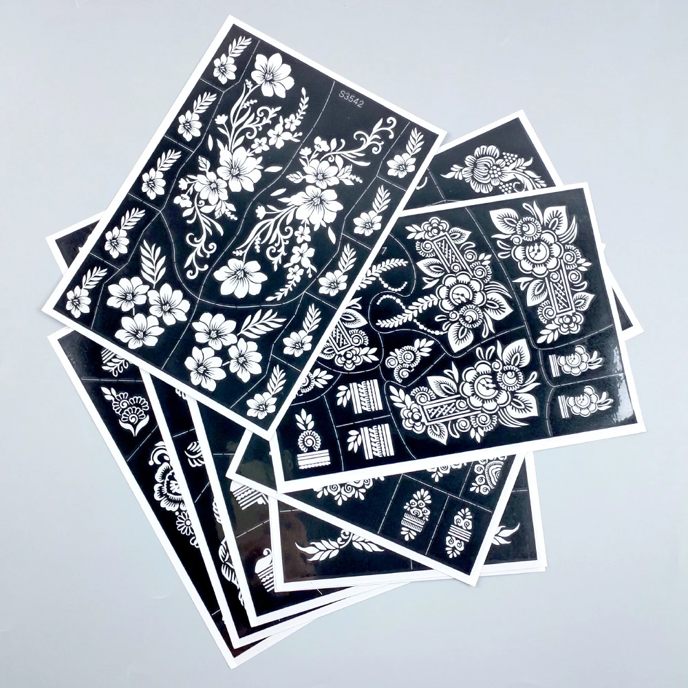 Hand Tattoo Templates Tattoo Stencil,Cutout Tattoo Stickers,Fruit Juice Henna Tattoo Stencils for Hand Fingers Reusable Tattoo