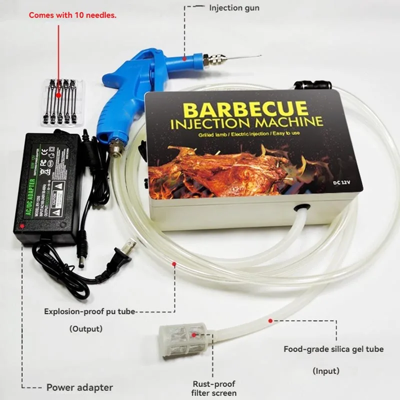 Electric Meat Brine Injector Stainless Steel Device For Braised Beef Chicken Seasoning Injection Shorten Pickling Time Kitchen