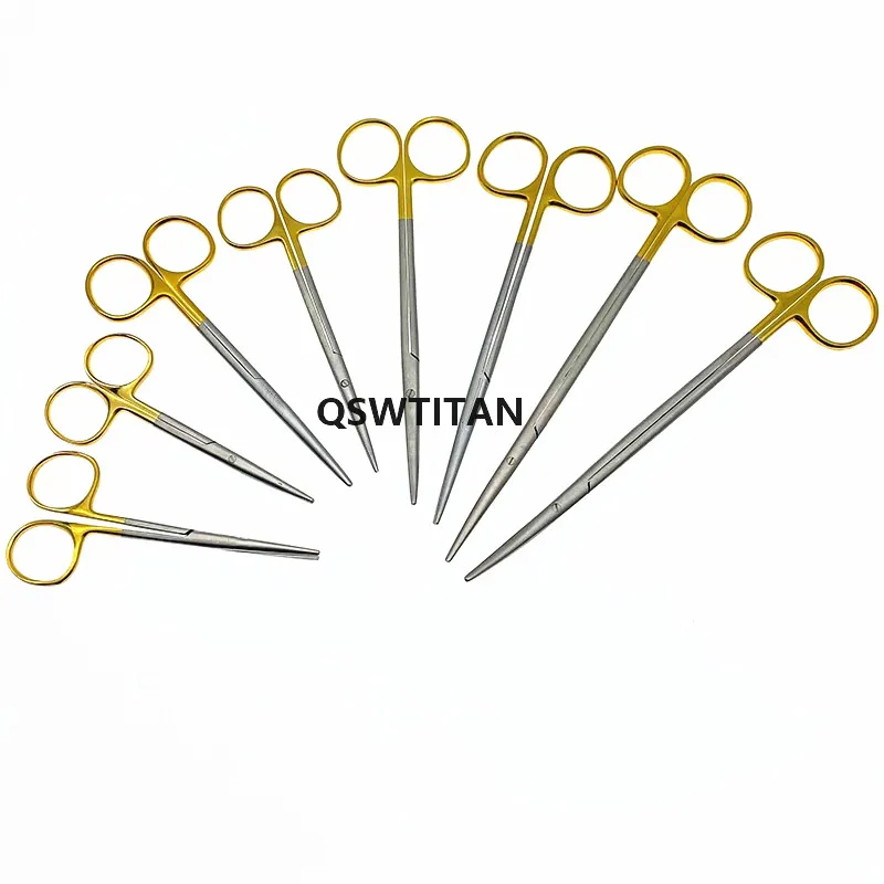 Gold handle blunt scissors nose plastic tool nasal head round scissors double eyelid tools