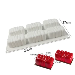 Love Mousse Cake Mold For Valentine's Day Rectangle Silicone Baking Tray Dessert Soap Candle Ice Cream Topper Decoration Tools