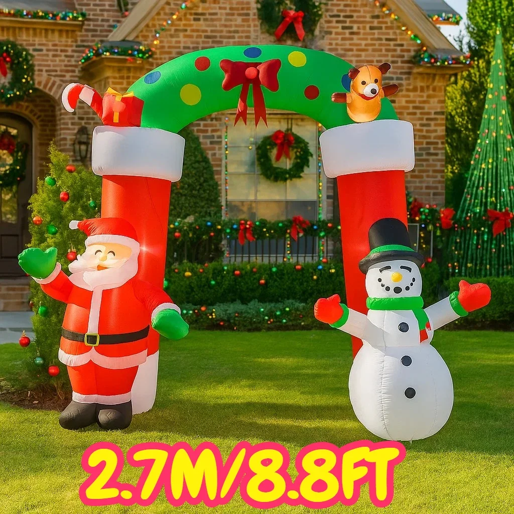 8.8FT نفخ سانتا ثلج الممر أضواء LED ديكور المنزل اللعب عطلة حفلة الحديقة ديكو في الهواء الطلق نفخ الزينة #1