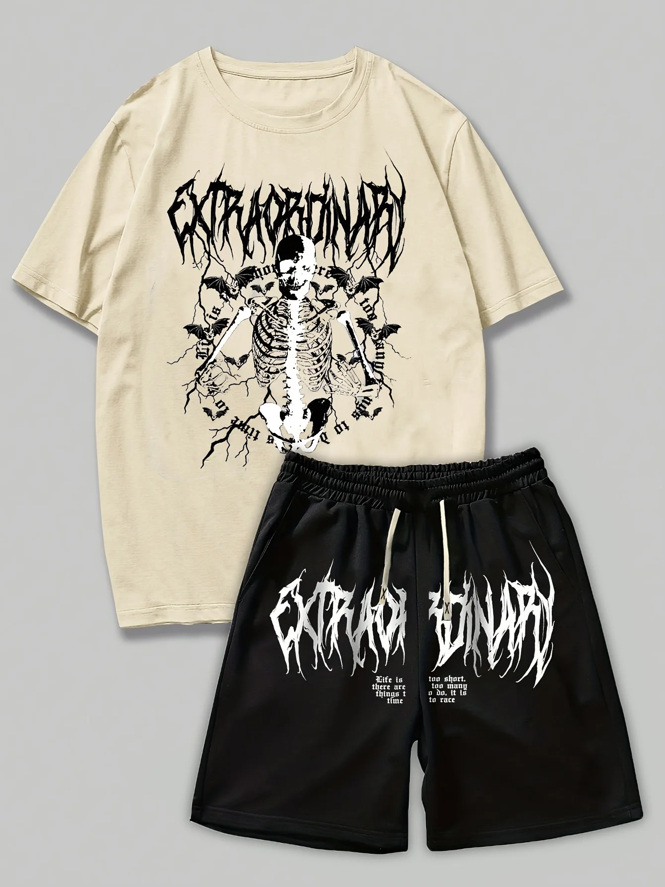 

Летний мужской комплект из 2 предметов: шорты и футболка с принтом, спортивная уличная одежда в стиле Харадзюку для мужчин, коллекция 2026 года