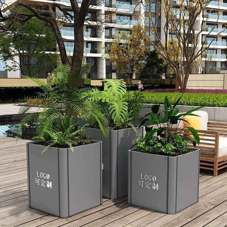 Outdoor stainless steel flower box wrought iron flower box municipal flower bed sales department external pendulum commercial me