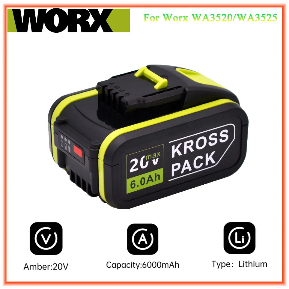 

6000mAh 5.0Ah Original Worx 20V Battery Li-ion Battery WA3553 WA3551 WA3572 WA3553 WX390 WA3551 WX176 WX178 WU268 D