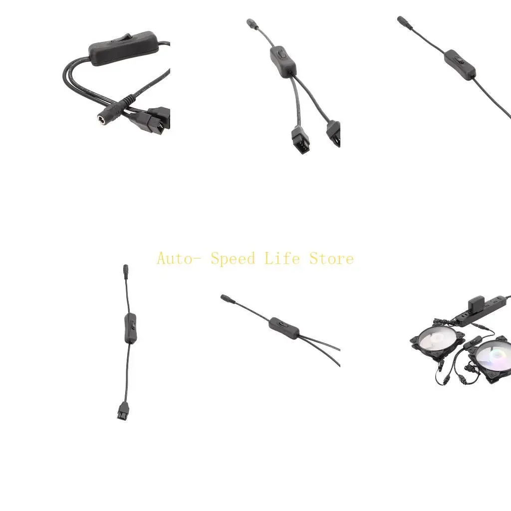 

02DA Power Splitter Cable DC5.5x2,1 мм до 4PIN PC Adapter Adapter Adapter с кнопкой переключения 13 -дюймовый шнур питания