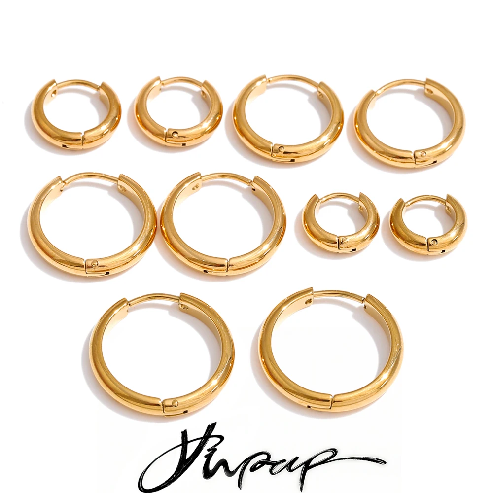 Kolczyki koła ze stali nierdzewnej Yhpup dla kobiet i mężczyzn, unisex, wodoodporne, metalowe, proste, codzienne, urocza biżuteria.