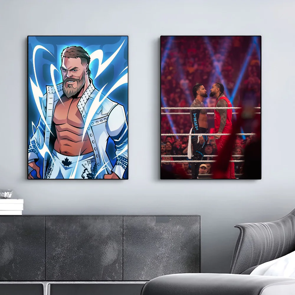 1PC World Wrestling Wwe Poster Self-adhesive Art Waterproof Paper Sticker Coffee House Bar Room Wall Decor