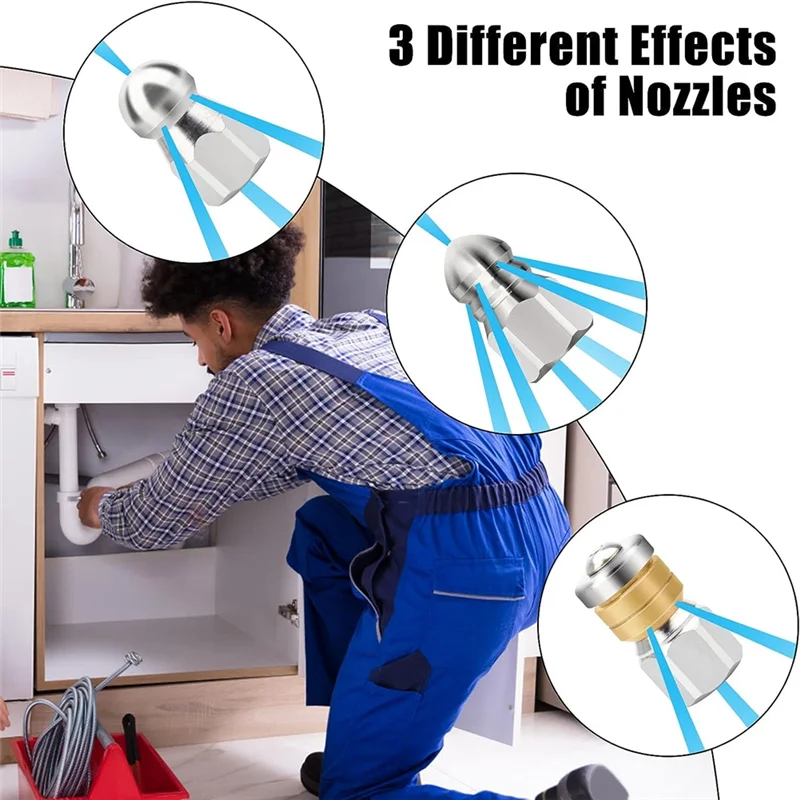 

Стильное канализационное сопло для мойки высокого давления, комплект насадок для очистки слива для сливного шланга, быстрое соединение 1/4 дюйма, 5000 фунтов на квадратный дюйм