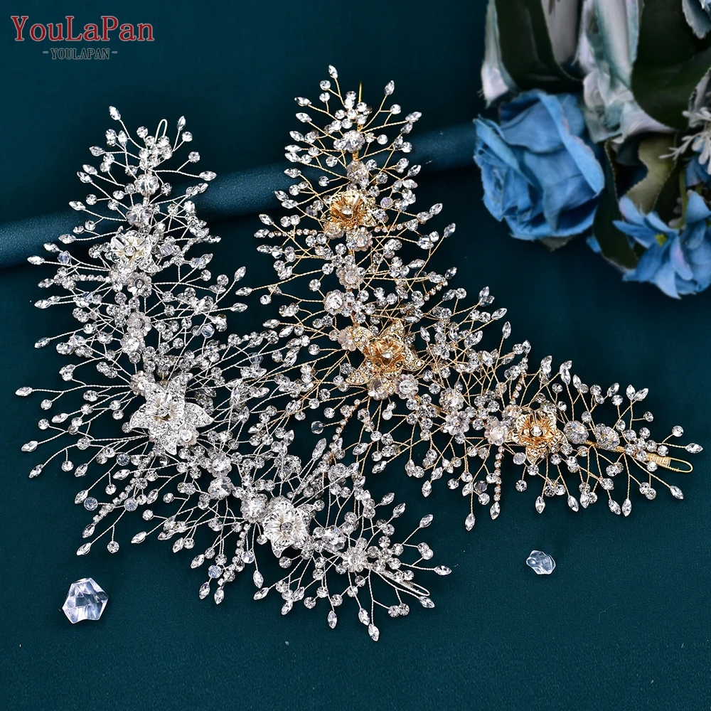 YouLaPan Wedding Headband for Bride Hair Ornament Alloy Flower Bridal Tiara Accessories Silver Gold Color Woman Headpiece HP286