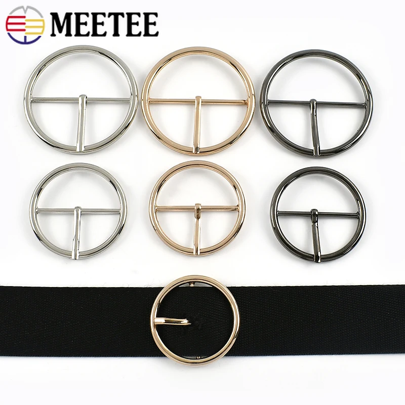 

4Pcs Meetee 20-70mm Metal Round Belt Buckle Handbags Webbing Pin Tri-Glide Slider Bag Strap Adjust Hook DIY Hardware Accessories