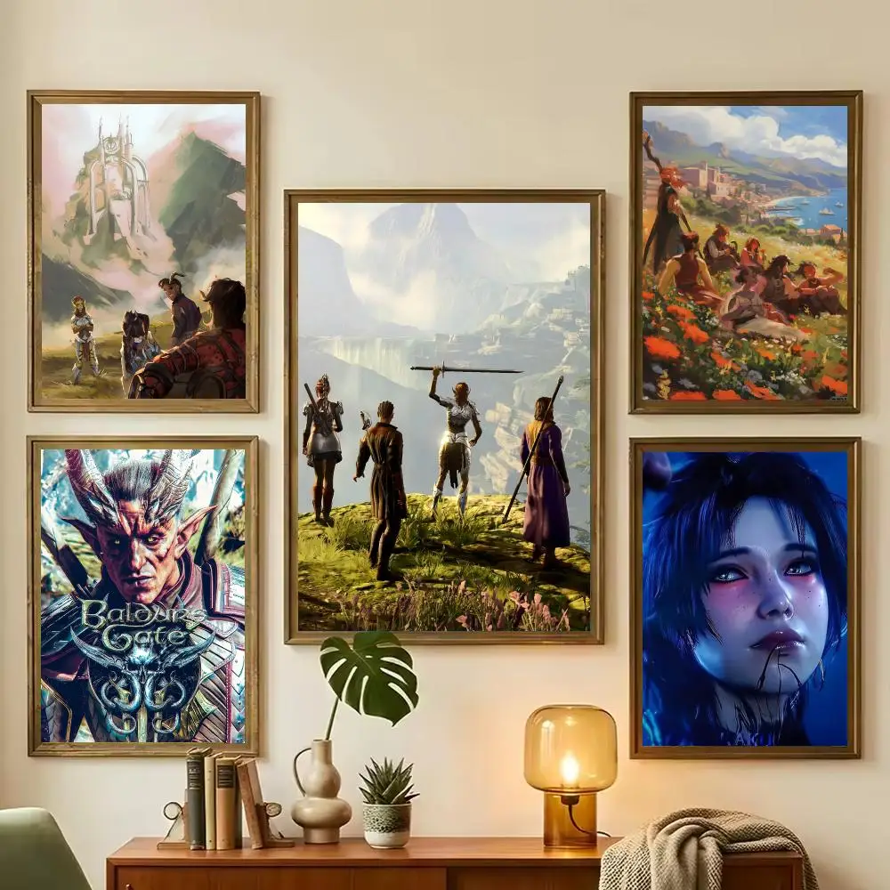 Baldurs Gate 3 Game Anime Painting Calligraphy Stylish Wall Art Poster, Bedroom Living Room Home Decor Gift