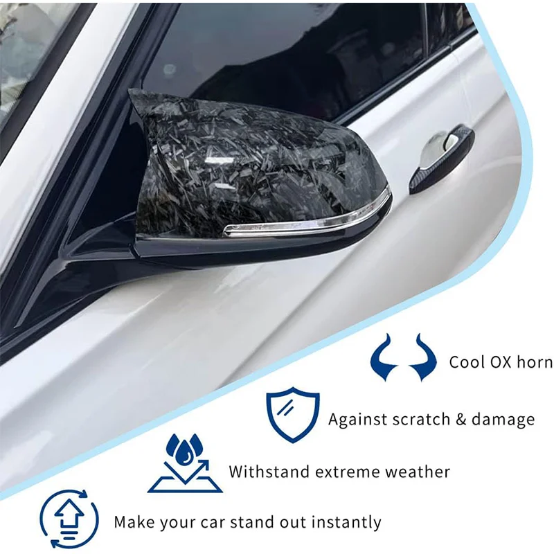 Forged Carbon Side Mirror Cover For BMW F30 F31 F34 F32 F33 F36 F22 F23 F20 M2 F87 Replacement Rearview Mirror Cap Horn Style