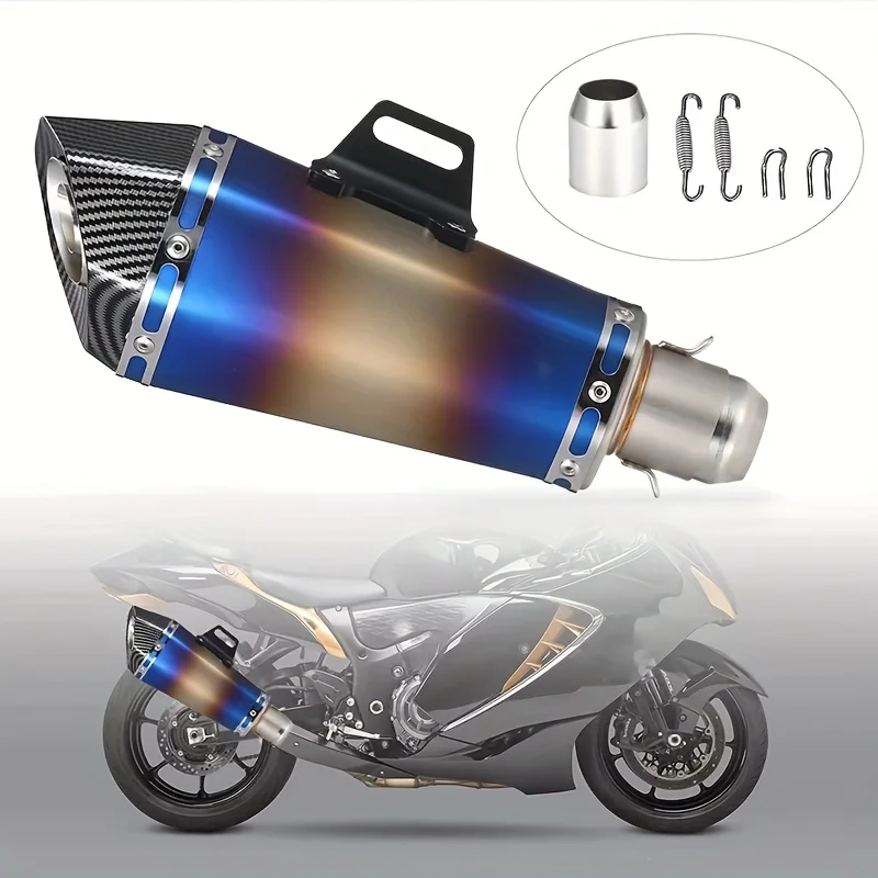

HexagonalMotorcycleExhaust - Rainbow gradual change blue to gold, high quality metal construction, stylish design for streetcars