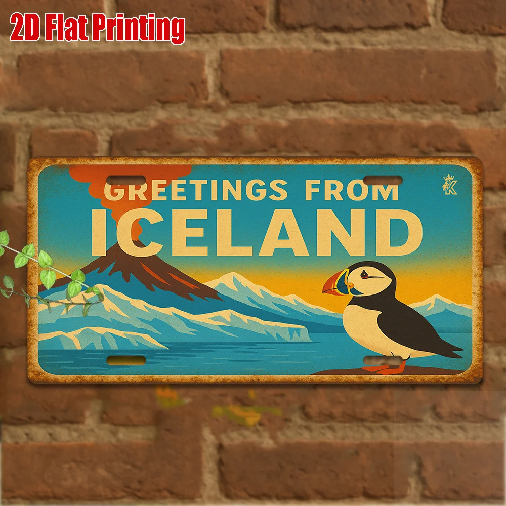 2D Flat - 2D Printed Sign, 1pc, Vintage Metal Plaque, Outdoor Sign & Wall Decoration (29.97 cm * 14.99 cm), Icelandic Aluminum S
