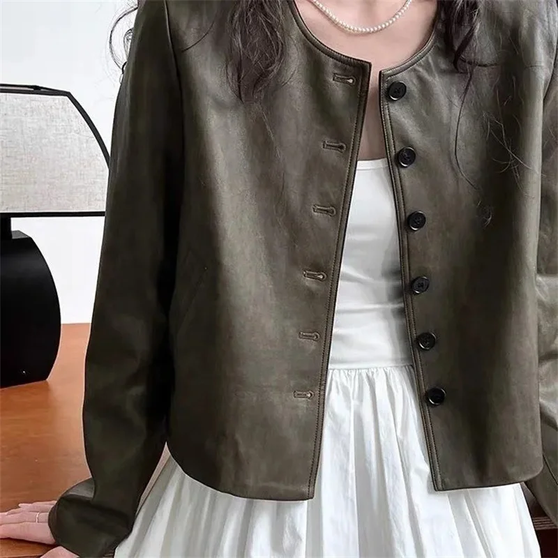 السترات النسائية جلد المرأة معطف قصير فضفاض الربيع والخريف مهرج واحدة الصدر بو دراجة نارية دعوى سترة جلدية المد