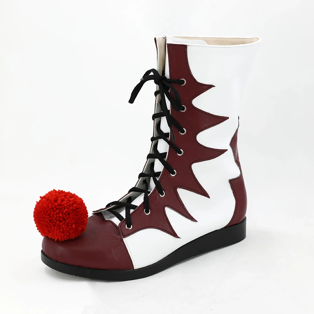 أحذية فيلم The Clown Pennywise التأثيرية باللونين الأحمر والأبيض من الجلد الاصطناعي للرجال #3