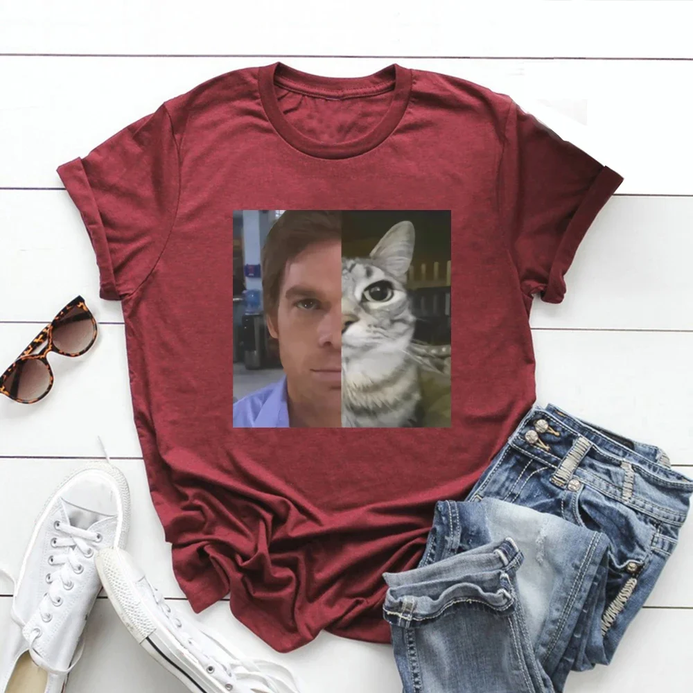 Dext Morgan Tee Funny Cat Meme Shirt Unisex T-Shirt Gift for Dexter Fans TV Show Fan Tee Funny Graphic T Shirts Women Clothing