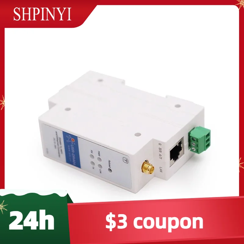 Din-Rail Serial Port RS485 To WiFi Ethernet Converter Device IOT Server USR-DR404 Support Modbus MQTT