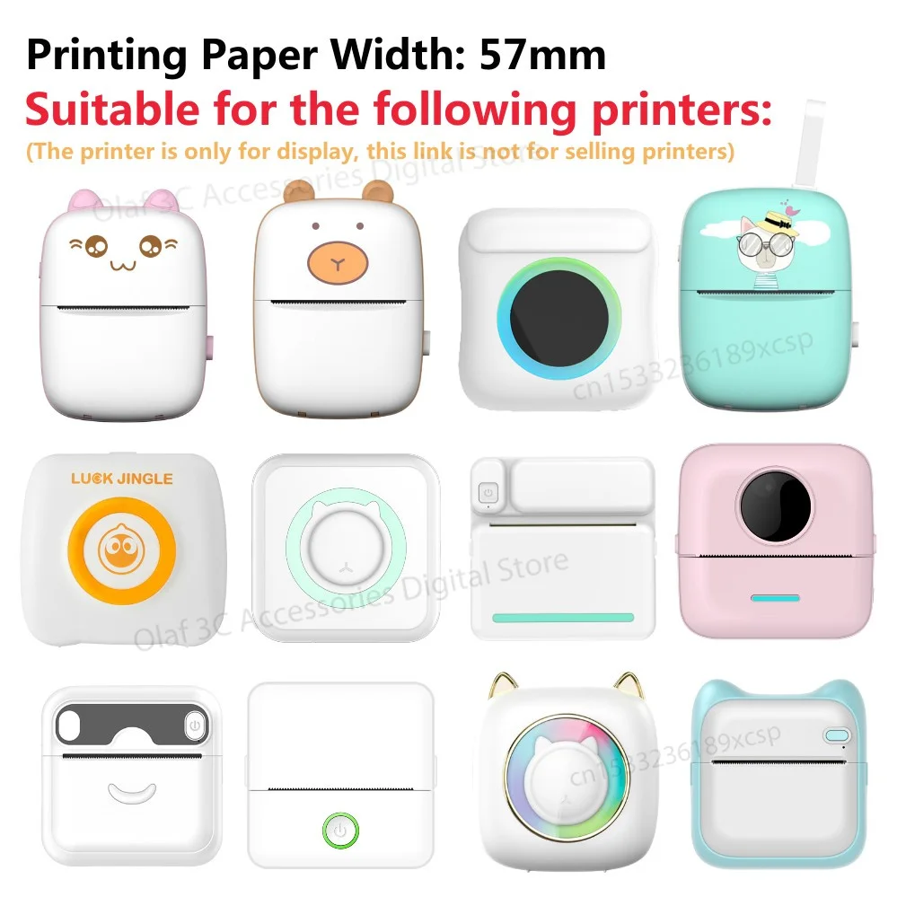 Thermal Printing Paper Adhesive Label HD White Colorful Print Papers Self-adhesive Labels Sticker 57mm For Portable Mini Printer