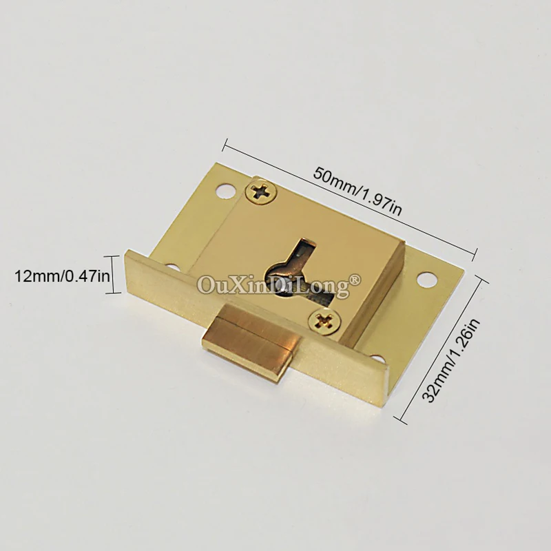 NEW 2PCS Pure Brass Drawer Cabinet Locks Cupboard Locker File Cabinet Lock Hidden Wood Case Box Lock European Furniture Lock+Key