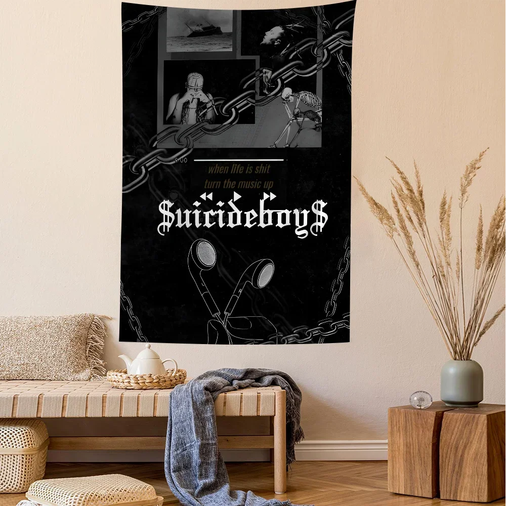 Singer Suicideboy Anime Hanging Bohemian Tapestry Hanging Tarot Hippie Wall Rugs Dorm Home Decor